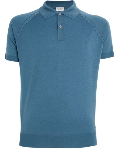 John Smedley Merino Wool Polo Shirt - Blue