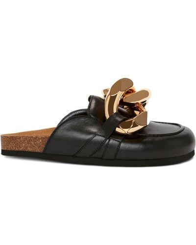 JW Anderson Leather Chain Slippers - Brown