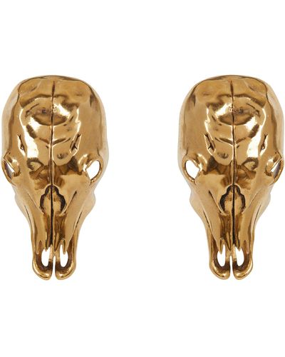 Balmain Buffalo Skull Stud Earrings - Metallic