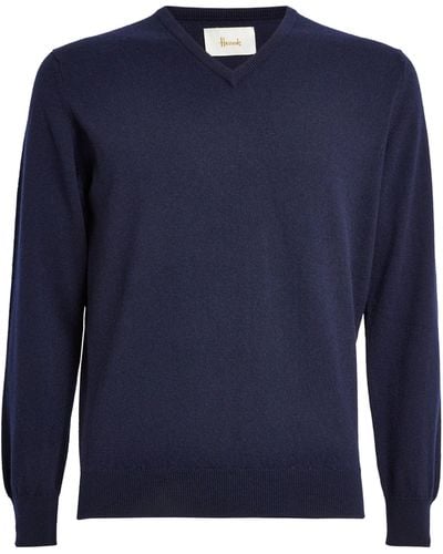 Harrods Cashmere V-neck Sweater - Blue