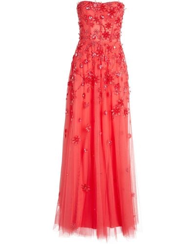 Zuhair Murad Crystal Flower-embellished Gown - Red