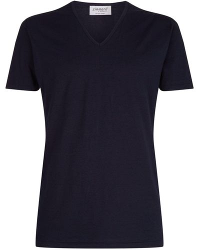 Zimmerli of Switzerland 172 Pure Comfort V-neck T-shirt - Blue