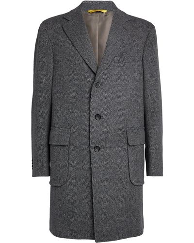 Canali Cashmere Herringbone Coat - Grey