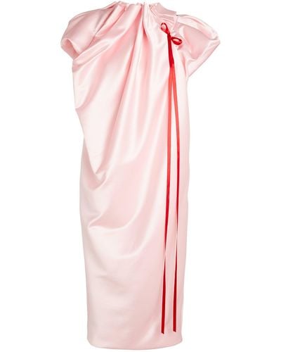 Simone Rocha Satin Sack Midi Dress - Pink