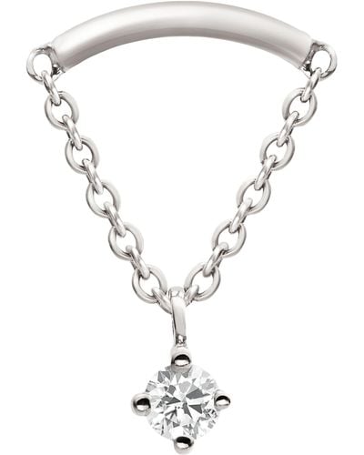Maria Tash Prong Set Diamond Drape Threaded Single Stud Earring (2mm) - Metallic