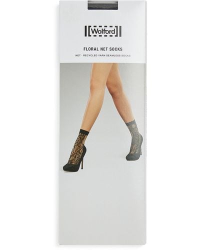 Wolford Netted Floral Socks - White