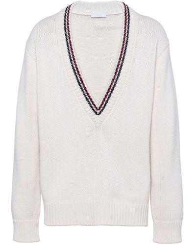 Prada Cashmere Oversized Sweater - White