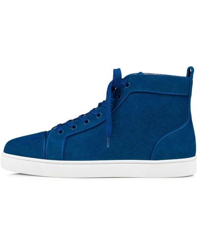 Christian Louboutin Louis Orlato Suede High-top Sneakers - Blue