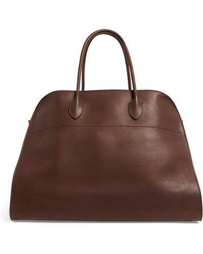 The Row Leather Soft Margaux 17 Top-handle Bag - Brown