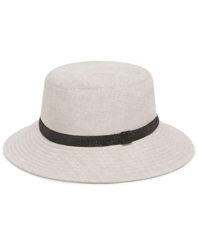 Brunello Cucinelli Linen Bucket Hat - White