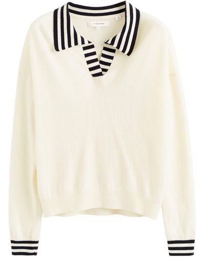 Chinti & Parker Wool-cashmere Breton Stripe Jumper - White
