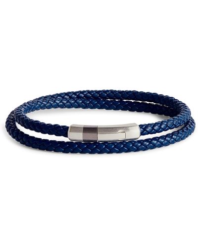 Tateossian Leather Double-wrap Braided Bracelet - Blue