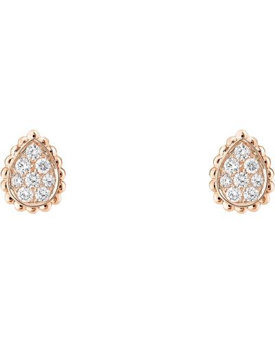 Boucheron Extra Small Rose Gold And Diamond Serpent Bohème Motif Earrings - Pink