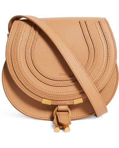 Chloé Small Leather Marcie Saddle Bag - Natural