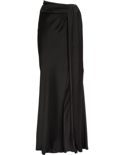 LAPOINTE Satin Asymmetric Maxi Skirt - Black