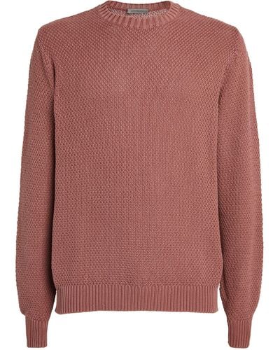 Corneliani Textured Cotton Sweater - Brown