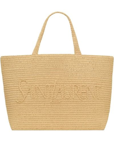 Saint Laurent Oversized Raffia Tote Bag - Natural