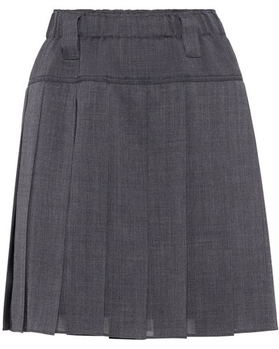 Brunello Cucinelli Wool-blend Pleated Mini Skirt - Gray