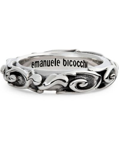 Emanuele Bicocchi Sterling Silver Arabesque Ring - Metallic