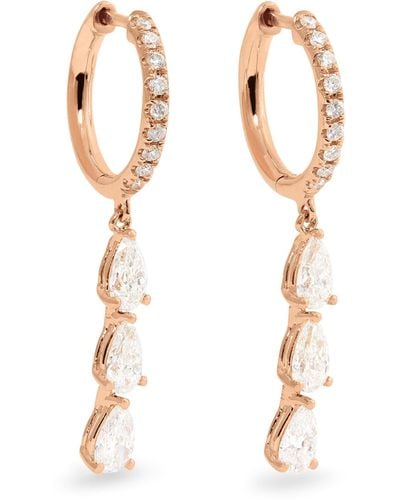 Anita Ko Rose Gold And Diamond Huggie Hoop Three-drop Earrings - White
