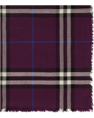 Burberry Wool Check Scarf - Purple