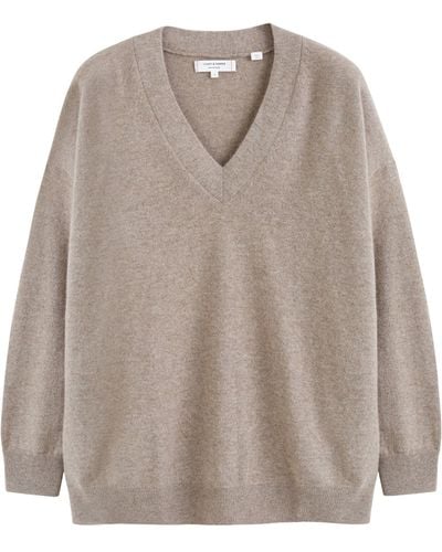 Chinti & Parker Cashmere V-neck Relaxed Sweater - Brown