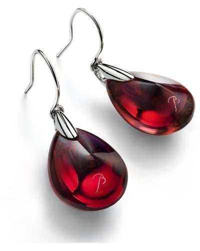 Baccarat Sterling Silver And Crystal Psydelic Drop Earrings - Red