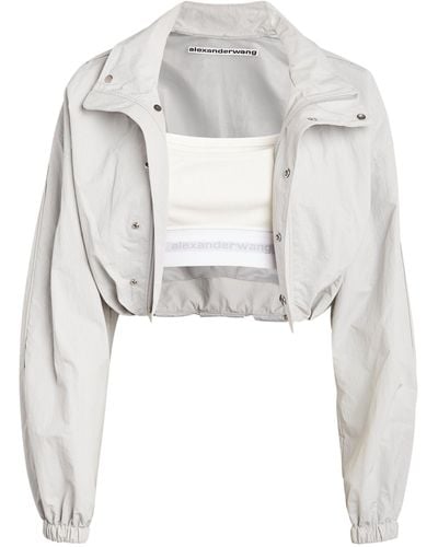 Alexander Wang Track Jacket With Integrated Crop Top - Gray