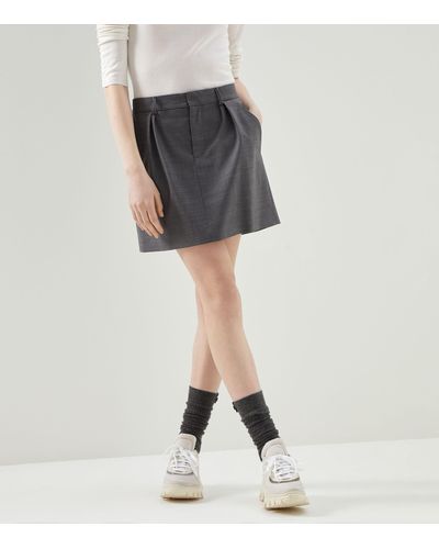 Brunello Cucinelli Pleated Mini Skirt - Grey