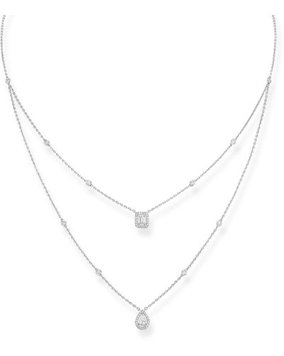 Two layer shop diamond necklace