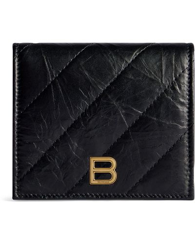 Balenciaga Leather Crush Folded Card Holder - Black