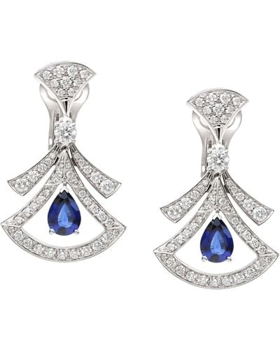 BVLGARI White Gold, Diamond And Sapphire Divas' Dream Openwork Earrings