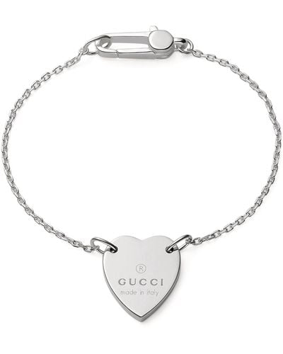 Gucci Trademark Bracelet With Heart Pendant - Metallic