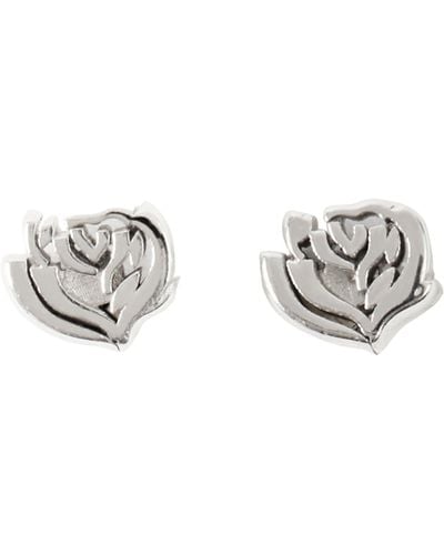 Burberry Silver Rose Stud Earrings - Metallic