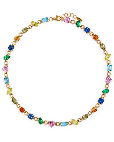 Nadine Aysoy Yellow Gold And Mutlicoloured Gemstone Rainbow Necklace - Metallic