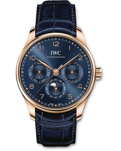 IWC Schaffhausen Stainless Steel Portugieser Perpetual Calendar Boutique Edition Watch 42mm - Blue