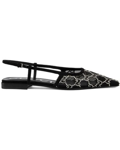 Gucci Embellished Gg Slingback Ballet Flats - Black