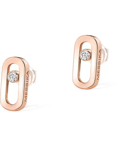 Messika Rose Gold And Diamond Move Uno Earrings - Natural