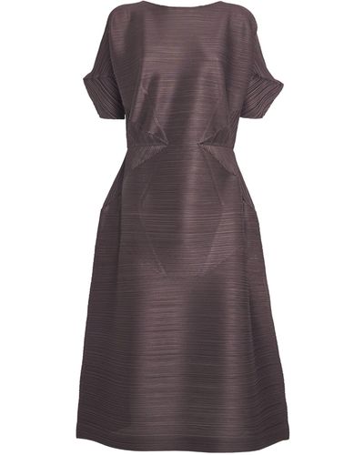 Pleats Please Issey Miyake Pleated Chili Peppers Dress - Brown