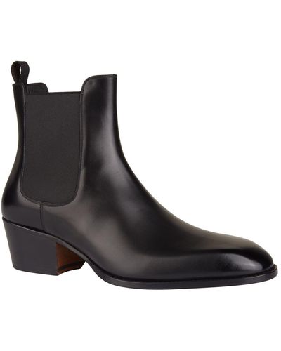 Tom Ford Leather Cuban Heel Boots - Black