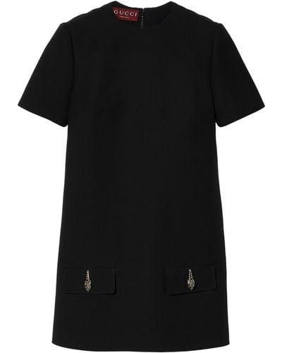 Gucci Wool-silk Cady Mini Dress - Black