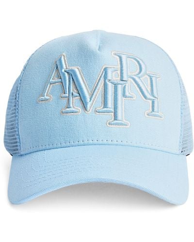 Amiri Embroidered Staggered Logo Trucker Cap - Blue