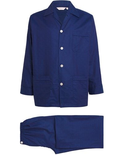 Derek Rose Cotton Barker Pyjama Set - Blue