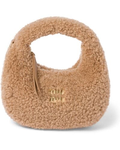Miu Miu Mini Shearling Wander Top-handle Bag - Brown
