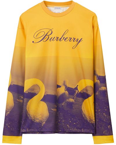 Burberry Swan Print Long-sleeve T-shirt - Purple