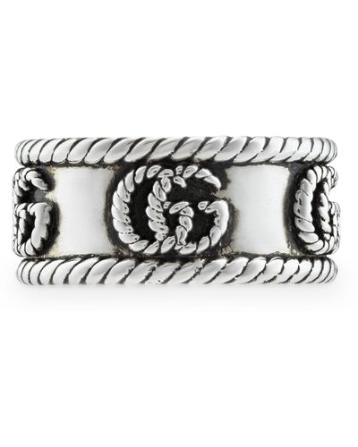 Gucci Sterling Silver Double G Ring - Black