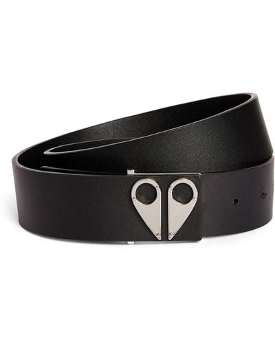 Moose Knuckles Leather Logo Belt - Black