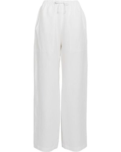 Eskandar Linen Drawstring Trousers - White