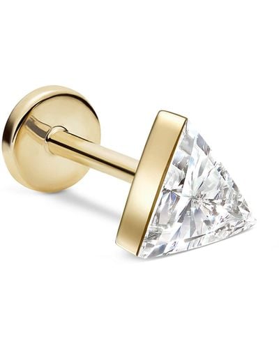 Maria Tash Yellow Gold Invisible Set Triangle Diamond Threaded Stud Earring (4mm) - Metallic