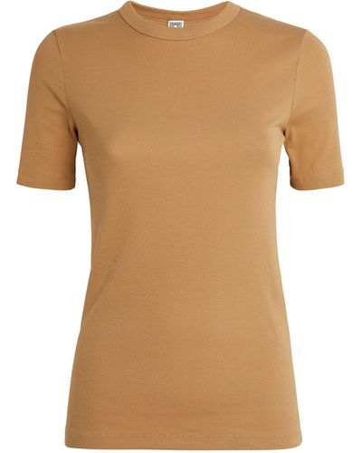 Totême Stretch-cotton Ribbed T-shirt - Brown
